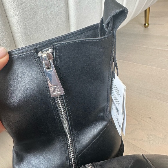 Zara long square toe heeled boots made of leather - Picture 5 of 6